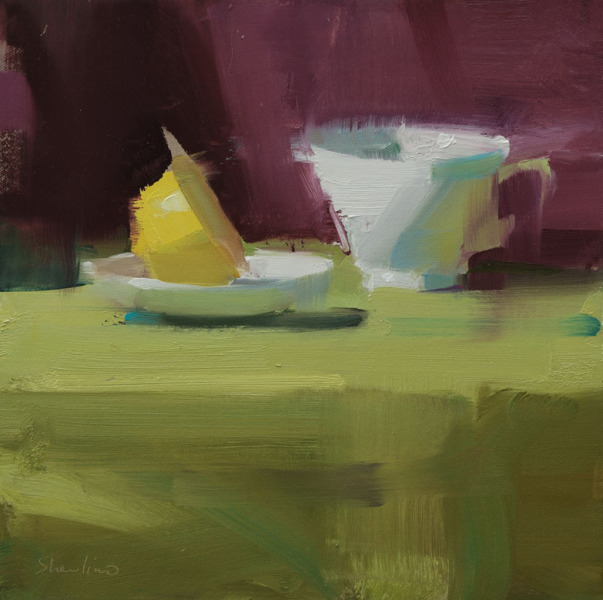 Lemon and Teacup  12 x 12 oil on canvas board
June 2012